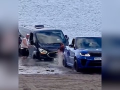 Expensive Rescue Mistake? Rs 1.5 Crore Range Rover Swept Away By Sea - Viral Video