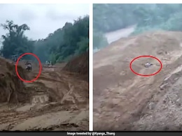 Watch: Biker Swept Away As Hillside Collapses In Arunachal, Miraculously Survives