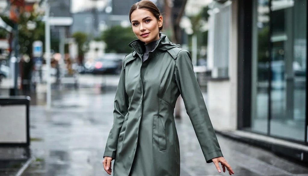 A durable, lightweight womens raincoat. A durable, lightweight womens raincoat.
