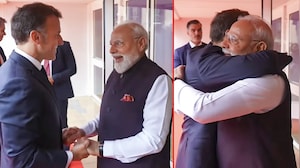 French President Emmanuel Macron Greets PM Modi With A Warm Hug