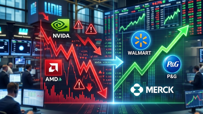 AI Rotation? Walmart, P&G, Merck Surge As Defensive Stocks Gain Traction Amid Chip Crash
