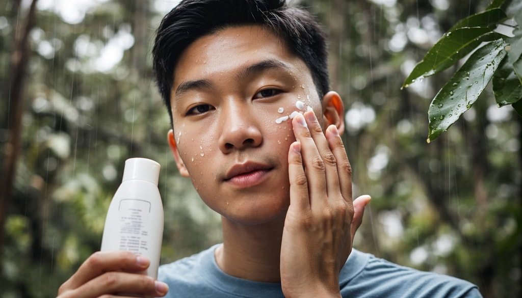 Pick water-resistant, mattifying sunscreens with SPF 30+ for cloudy, humid days to avoid shine and residue.