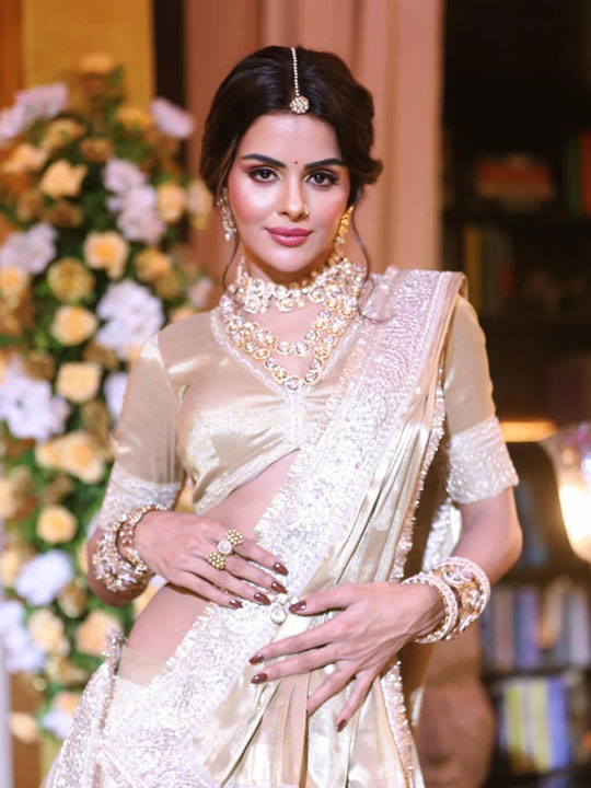 Priyanka Chahar Choudhary Glows in Classic Gold Lehenga Set