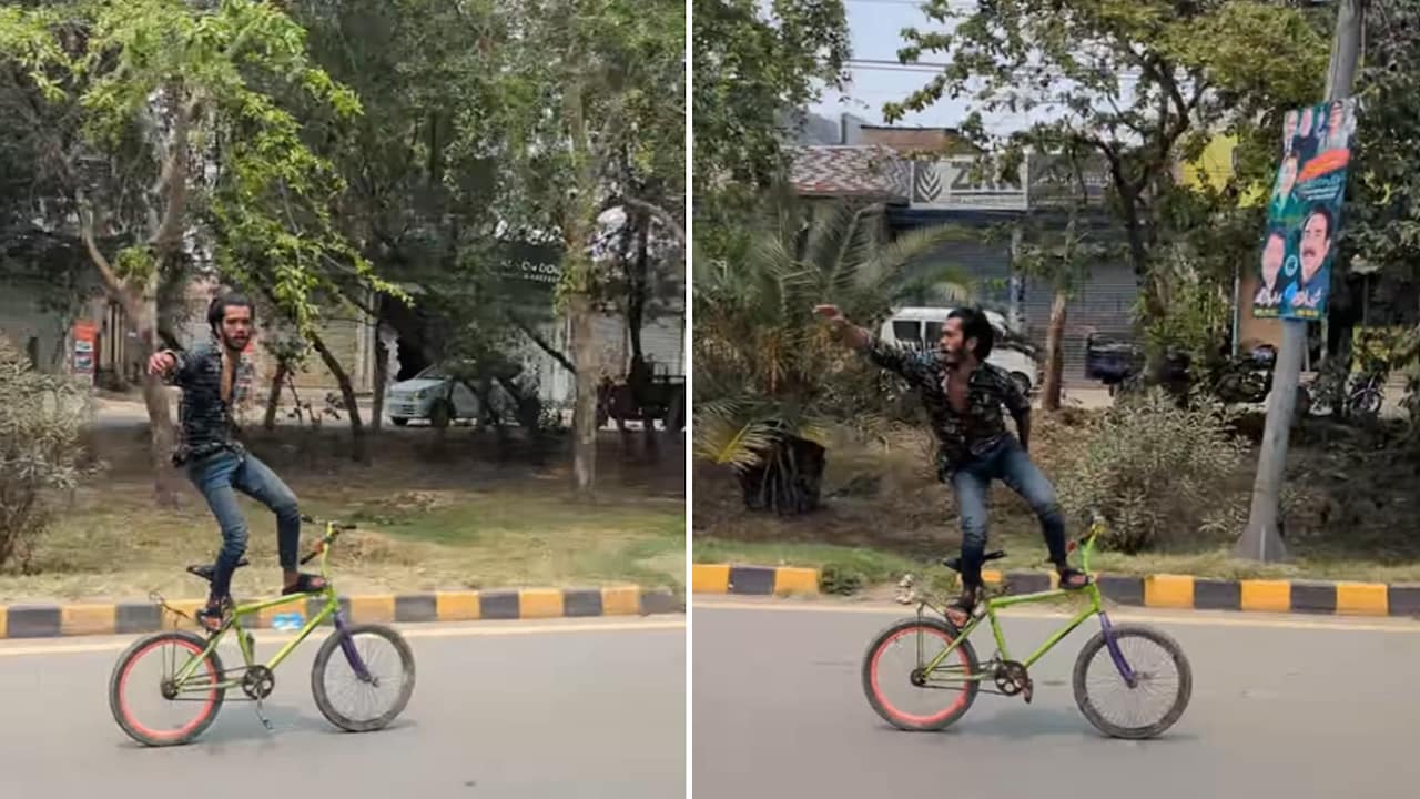 चलती साइकिल पर गजब का बैलेंस, शख्स ने किया हैरान करने वाला कारनामा, वीडियो वायरल