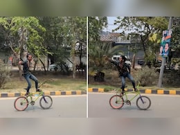 चलती साइकिल पर गजब का बैलेंस, शख्स ने किया हैरान करने वाला कारनामा, वीडियो वायरल
