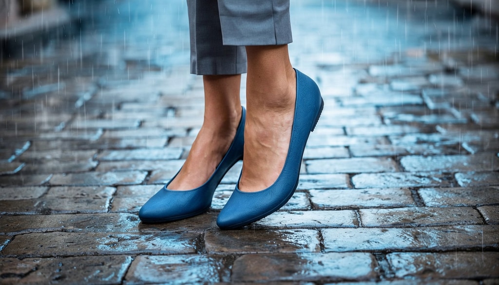 Choose practical flats with water-resistant uppers and non-slip soles for comfortable, confident walking in rainy weather. Choose practical flats with water-resistant uppers and non-slip soles for comfortable, confident walking in rainy weather.
