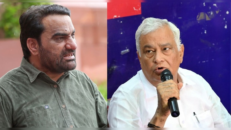 कैबिनेट मंत्री क&zwj;िरोड़ी लाल के साथ खड़े हुए हनुमान बेनीवाल, कुछ द&zwj;िन पहले NDTV पर लाइव शो में हुई थी तू-तू-मैं-मैं