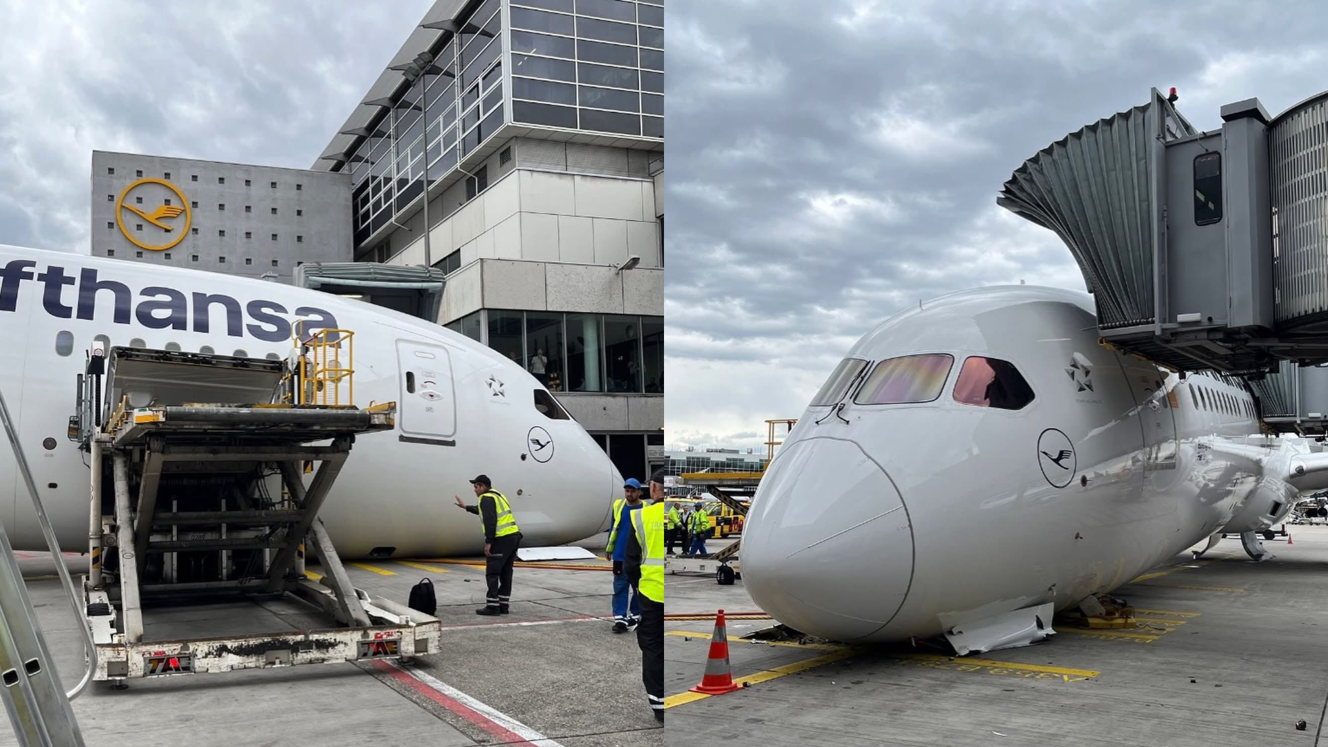 Video: Lufthansa Boeing 787's Nose Gear Collapses At Airport, Several Injured