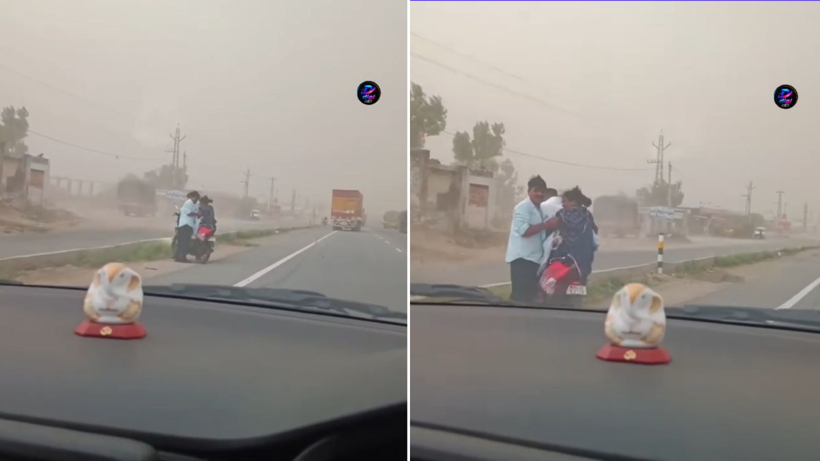 भीषण आंधी में हाइवे पर फंसी थी फैमिली, एक कार आकर रुकी...और वायरल हो गया वीडियो