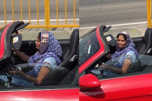 Delhi Woman Drives Porsche In Indian Attire, Internet Calls Her A 'Desi Baddie'