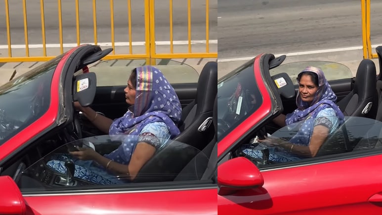 Delhi Woman Drives Porsche In Indian Attire, Internet Calls Her A 'Desi Baddie'