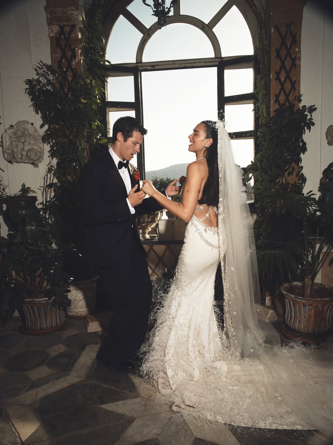 Dua Lipa reveals custom Chanel wedding gown for Sicily ceremony with Callum Turner