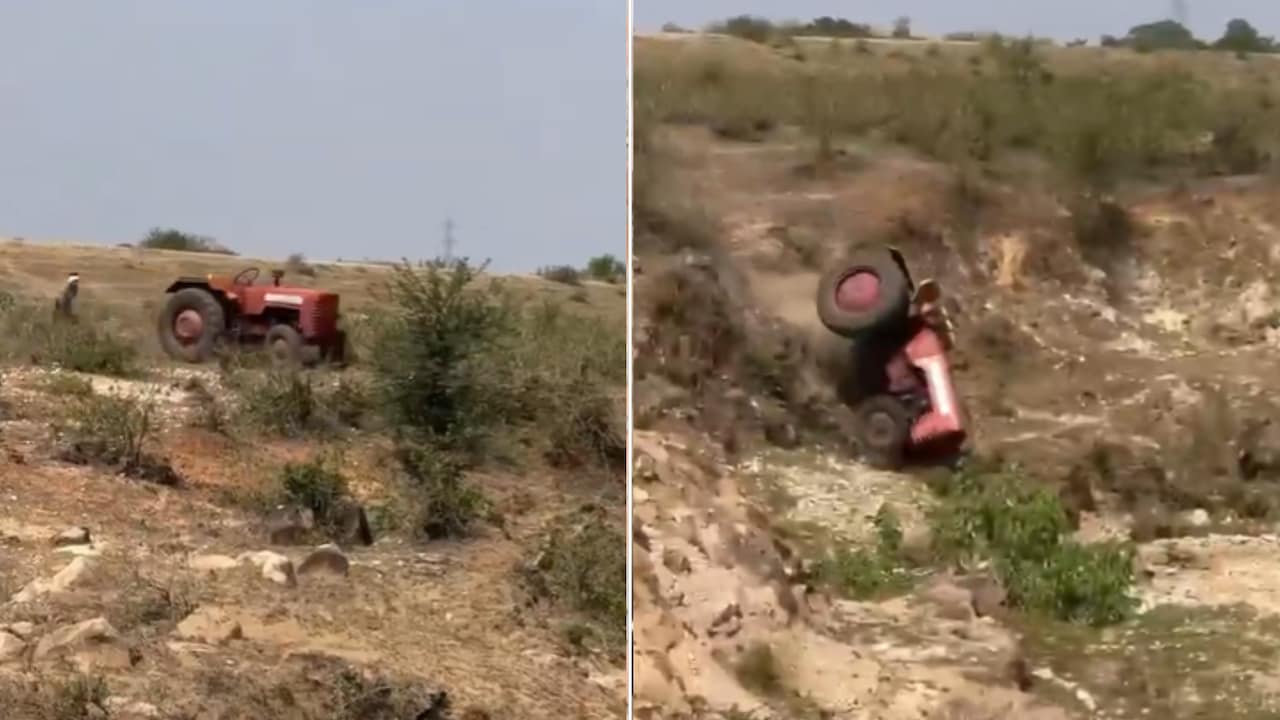 रील बनाने के चक्कर में लाखों रुपये का कर दिया नुकसान, बेकाबू होकर गहरे गड्ढे में गिरा ट्रैक्टर, वीडियो वायरल