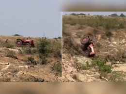 रील बनाने के चक्कर में लाखों रुपये का कर दिया नुकसान, बेकाबू होकर गहरे गड्ढे में गिरा ट्रैक्टर, वीडियो वायरल