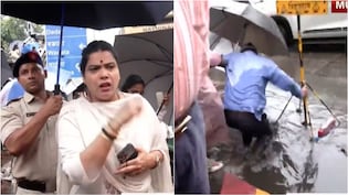 VIDEO: मेयर बता रही थी मुंबई बारिश का एक्&zwj;शन प्&zwj;लान, पीछे खुले नाले में गिर गया शख्&zwj;स