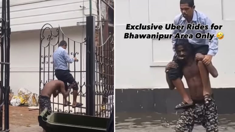 कंधों पर बैठाकर कराई वॉटर क्रॉसिंग, कोलकाता में 'Human Uber' का वीडियो वायरल