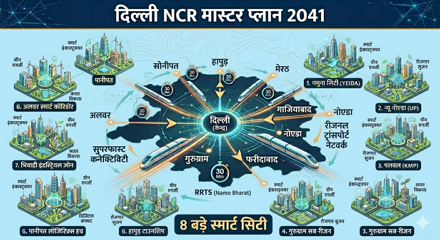 दिल्ली NCR के नए मास्टरप्लान आज मुहर, 30 मिनट में तय होगी शहरों की दूरी, नोएडा, गुरुग्राम से मेरठ तक फायदा