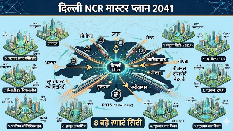 दिल्ली NCR के नए मास्टरप्लान पर आज मुहर, आधे घंटे में तय होगी बड़े शहरों की दूरी, नोएडा, गुरुग्राम से मेरठ-हापुड़ तक सुपरफास्ट रफ्तार