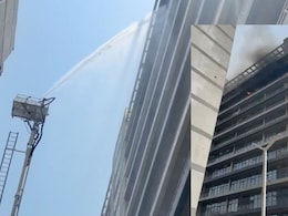 ग्रेटर नोएडा के गोल्डन आई मॉल की 9वीं मंजिल आग की लपटों में गिरी, दमकल की गाड़ियां मौके पर