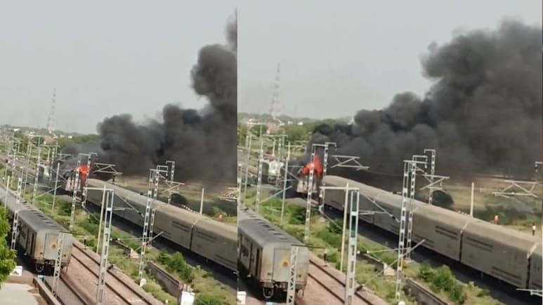चार पहिया वाहनों से भरी मालगाड़ी की बोगी में लगी आग, दिल्ली से कानपुर की ओर जाते वक्त फिरोजाबाद में हुआ हादसा