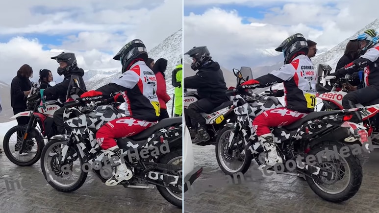 Hero Xpulse 421 Seen Testing On Khardung-La Pass In Ladakh With Xpulse 210 Rally