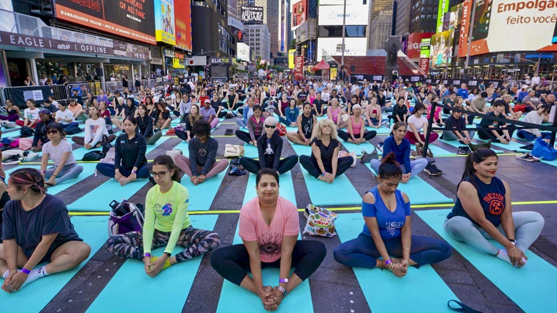 'Om' Echoes At Times Square As Yoga Day Celebrated Worldwide