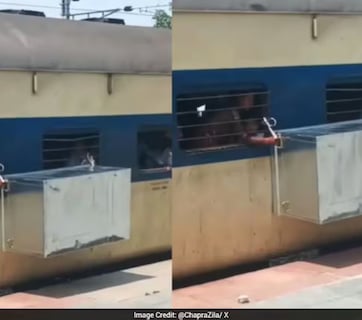 ट्रेन से बाहर लटका बड़ा लोहे का ट्रंक, एक्शन में आया रेलवे, वीडियो हुआ वायरल