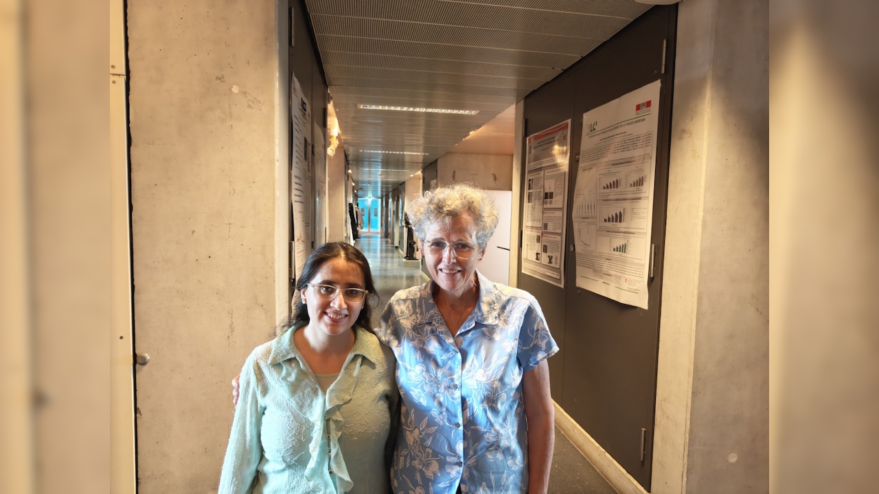 Prof Karen Scrivener and Dr Mehnaz Dhar at the EPFL laboratory.