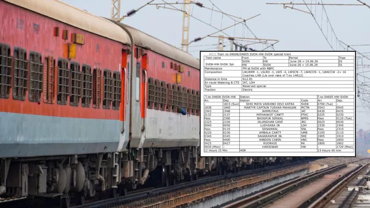 वैष्णों देवी यात्रा करने वालों के लिए खुशखबरी! सोमवती अमावस्या पर जम्मू-हरिद्वार के बीच चलेगी विशेष ट्रेन, जानिए टाइमिंग समेत जरूरी डिटेल्स