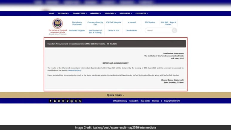 CA Inter Result 2026 Date: इस दिन आएगा सीए इंटर रिजल्&zwj;ट, चेक करने का स्&zwj;टेप बॉय स्&zwj;टेप प्रोसेस