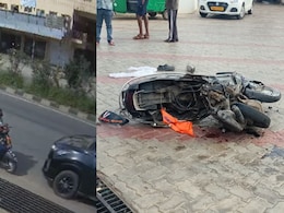 On Camera, 3 Ride Motorcycle Wrong Way Near Bengaluru, Car Rams Them