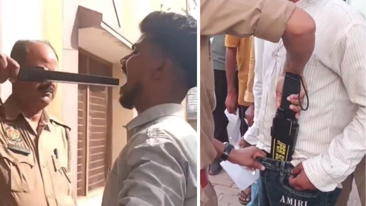 मुंह और जींस के अंदर मेटल डिटेक्टर, यूपी सिपाही भर्ती परीक्षा से चेकिंग का वीडियो हो रहा वायरल