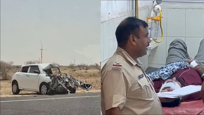 तनोट माता दर्शन कर लौट रहे परिवार की कार ट्रैक्टर-ट्रॉली में घुसी, एक की मौत 4 गंभीर घायल&nbsp;