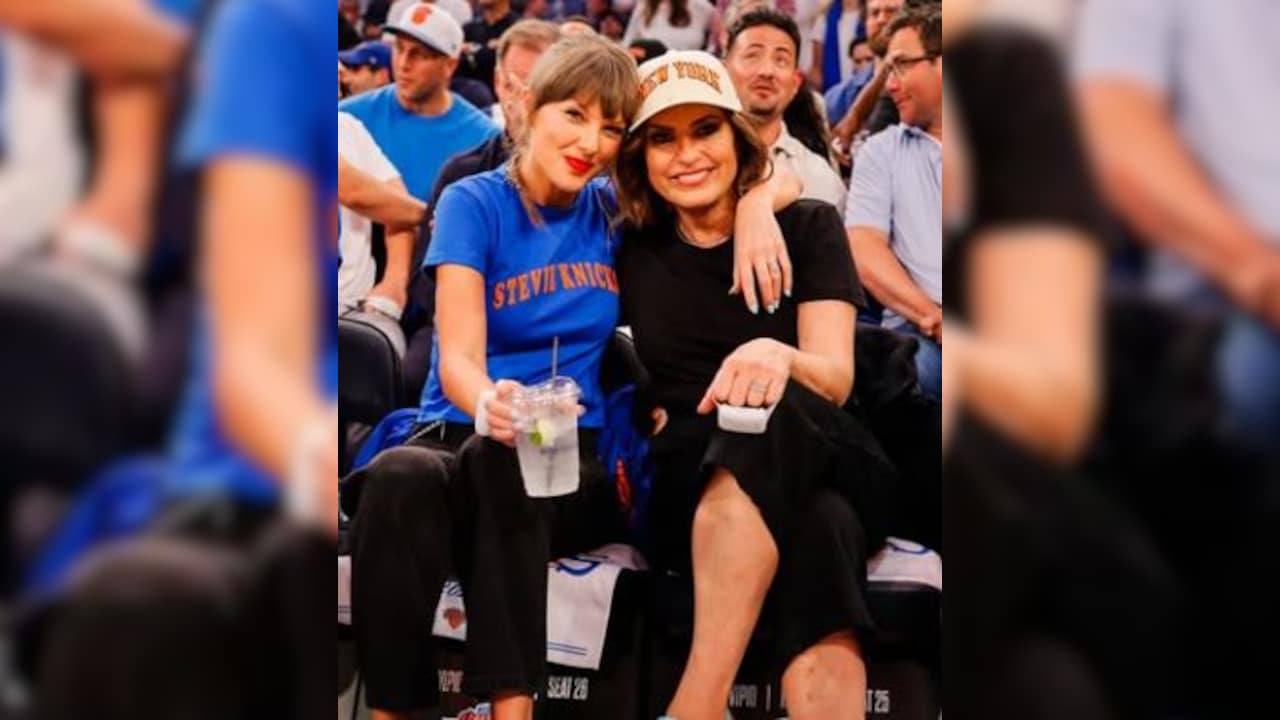 Taylor Swift And Mariska Hargitay Twin In Matching Knicks-Inspired T-Shirts At NBA Finals Game 4