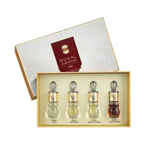 Click To Buy Ajmal Royal Series Attar Gift Set for Unisex (4 pcs) Click To Buy Ajmal Royal Series Attar Gift Set for Unisex (4 pcs)