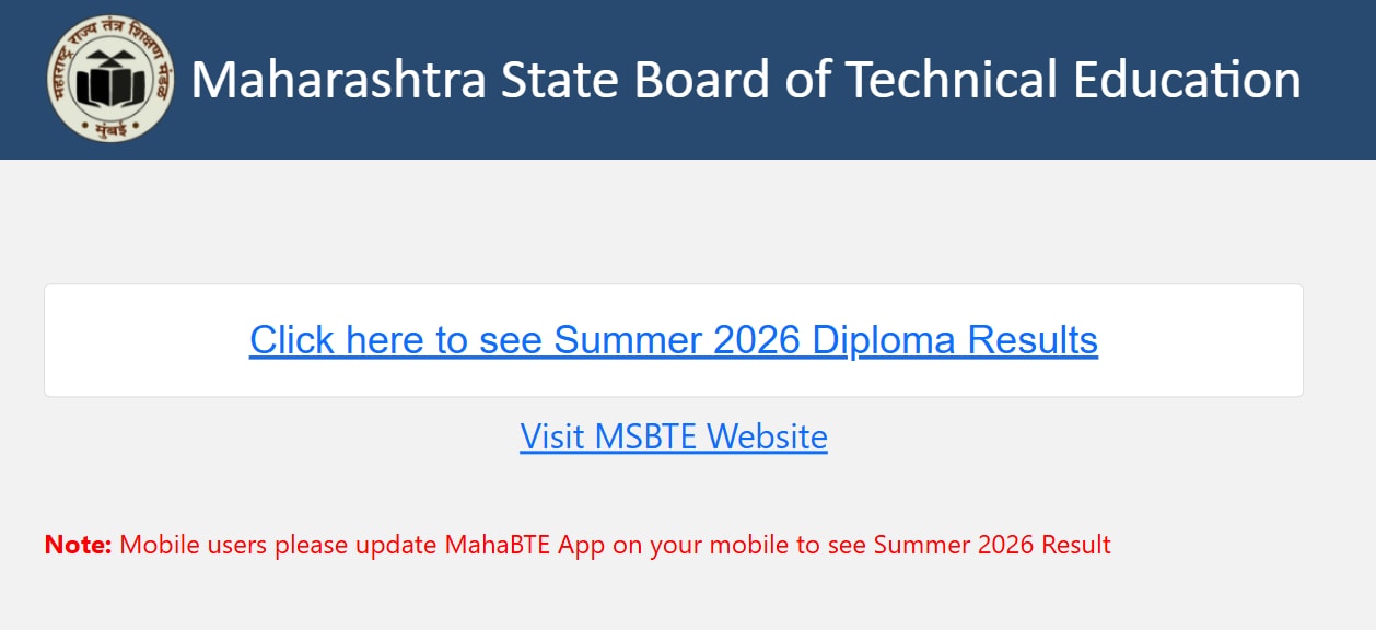 MSBTE Summer Diploma Result 2026 DECLARED: Check Direct Link And Steps To Download Scoreca