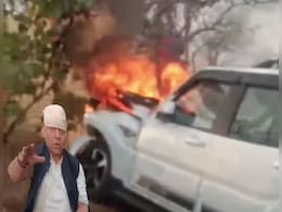 गाय को बचाने में हादसा; कांग्रेस विधायक की SUV दीवार से टकराकर जलकर खाक