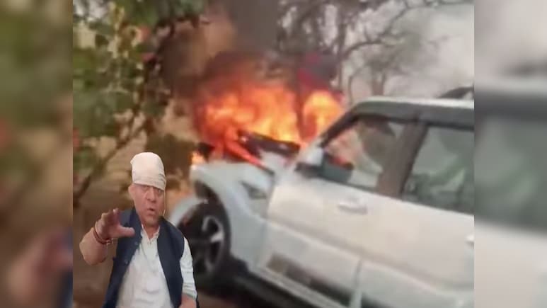 गाय को बचाने में हादसा; कांग्रेस विधायक की SUV दीवार से टकराकर जलकर खाक