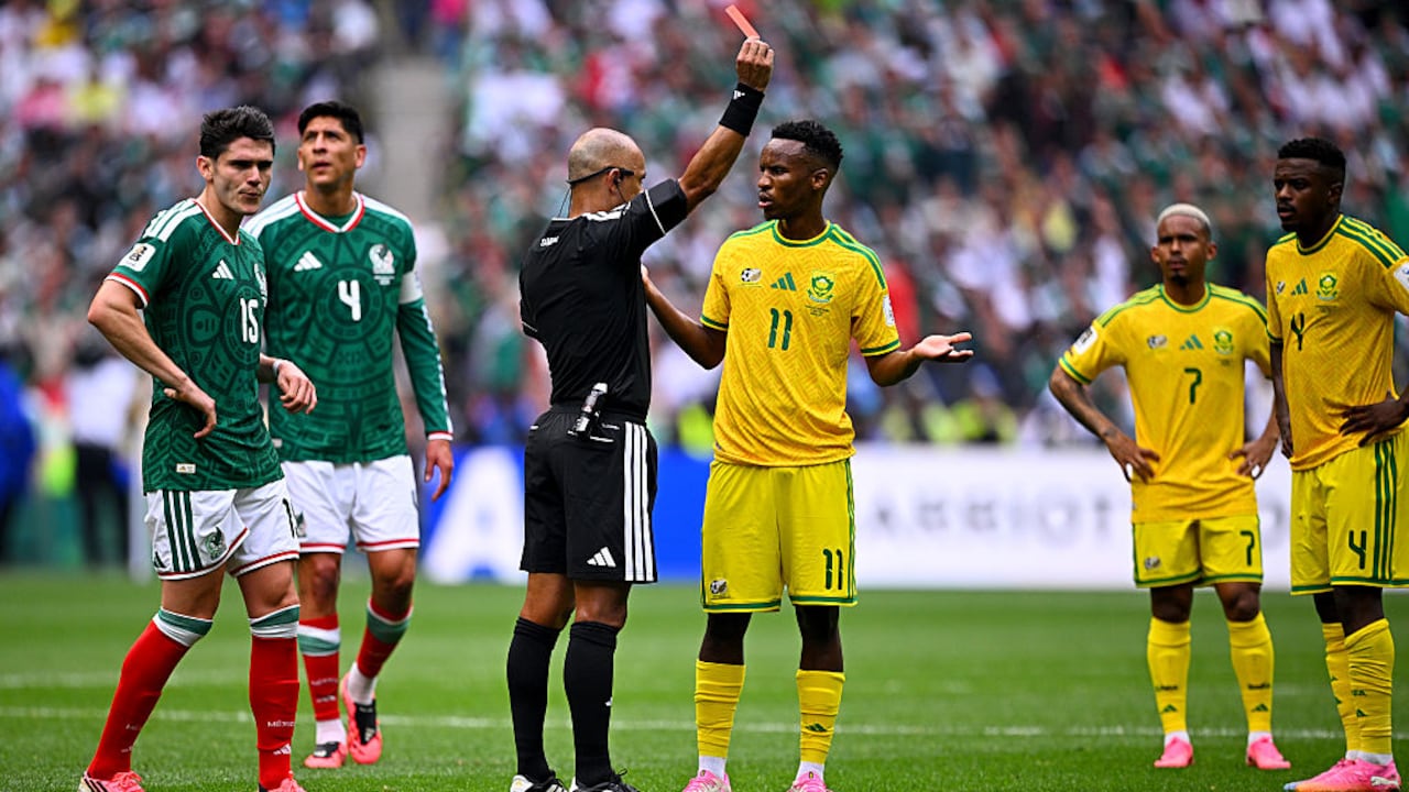 FIFA World Cup LIVE: 1st Red Card Of World Cup; SA Down To 10 Men vs Mexico