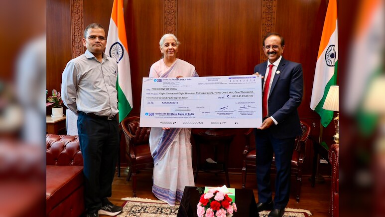 SBI Hands Over Rs 8,813 Crore Dividend Cheque To Government After Strong FY26 Performance