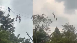 VIDEO: 70 मीटर ऊंची Zip Line से उदयपुर का दीदार कर रहे थे पर्यटक, अचानक आ गई आंधी; आफत में पड़ी जान