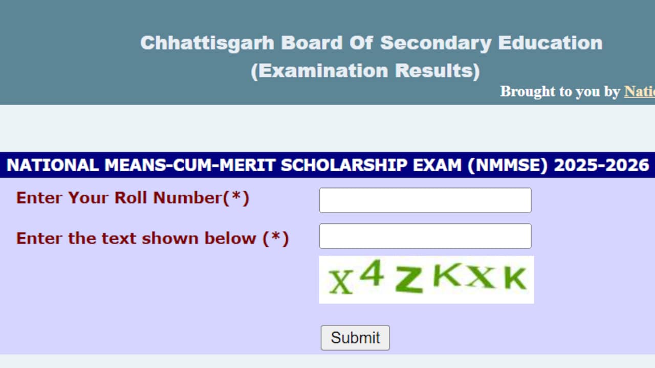 CGBSE NMMS Results 2026 Declared; Check Direct Link Here