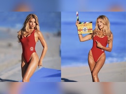 Brooks Nader Gives Major Pamela Anderson Vibes In Signature Baywatch Red Bathing Suit