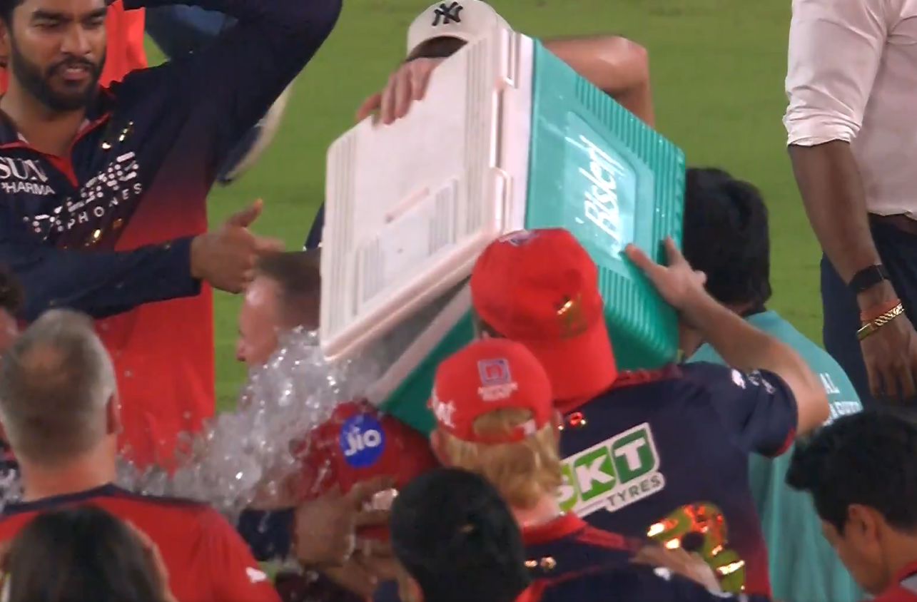 Watch: RCB Players Pour Chiller Ice Box Over Head Coach After 2nd Title
