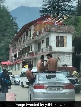 Video Shows Half-Naked Men Hanging Out Of Moving Car In Himachal's
