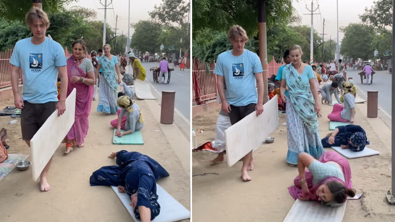 भीषण गर्मी में लेट-लेटकर दंडवत परिक्रमा करते दिखे विदेशी श्रद्धालु, VIDEO ने जीता लोगों का दिल