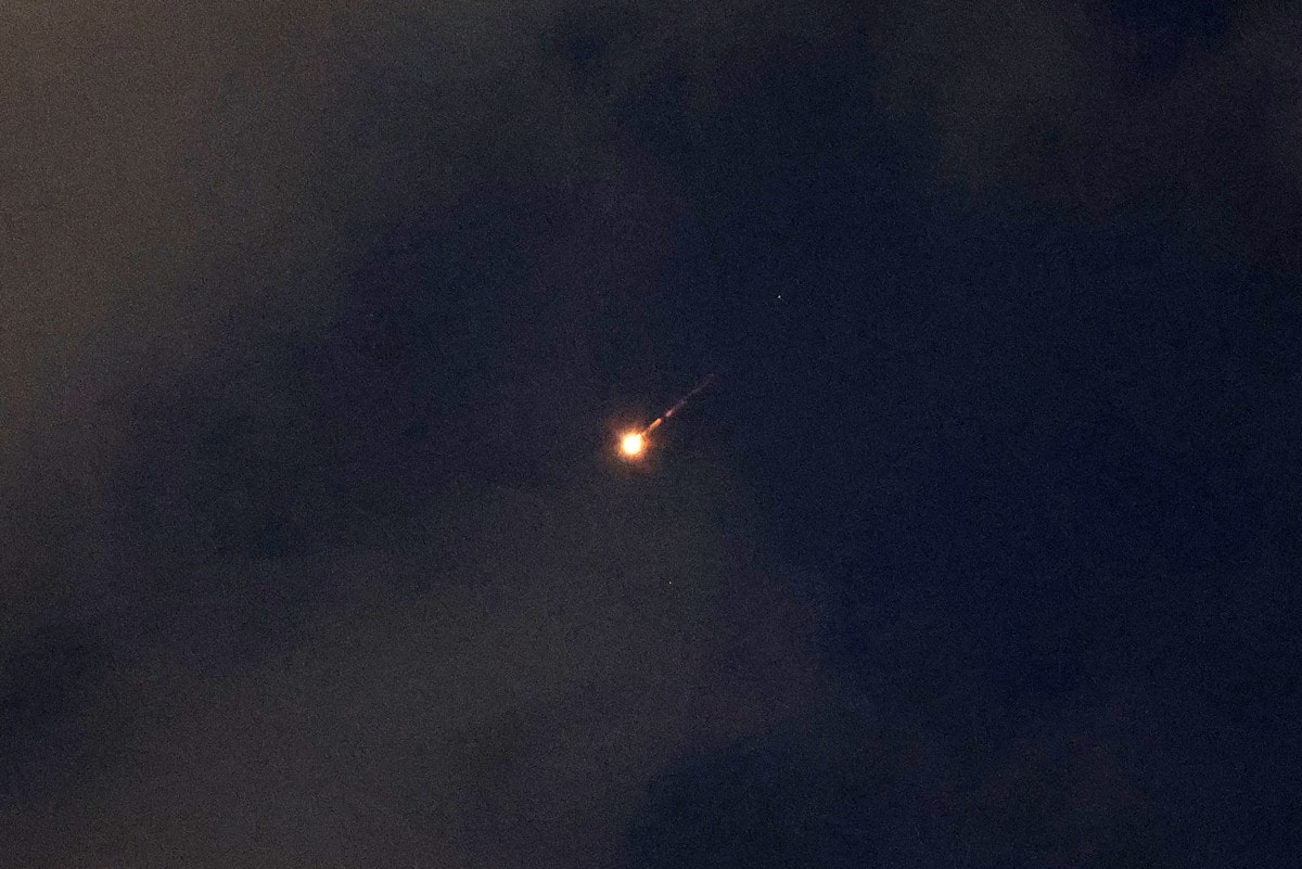A rocket trail is seen in the sky above the Israeli coastal city of Netanya on June 7, 2026. A rocket trail is seen in the sky above the Israeli coastal city of Netanya on June 7, 2026.