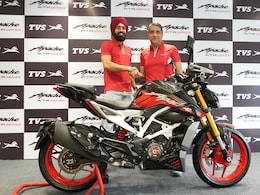 TVS Gifts India's Fastest Man Gurindervir Singh Apache RTR 310