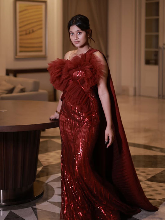 Anjali Arora Turns Heads In Dazzling Red Evening Gown