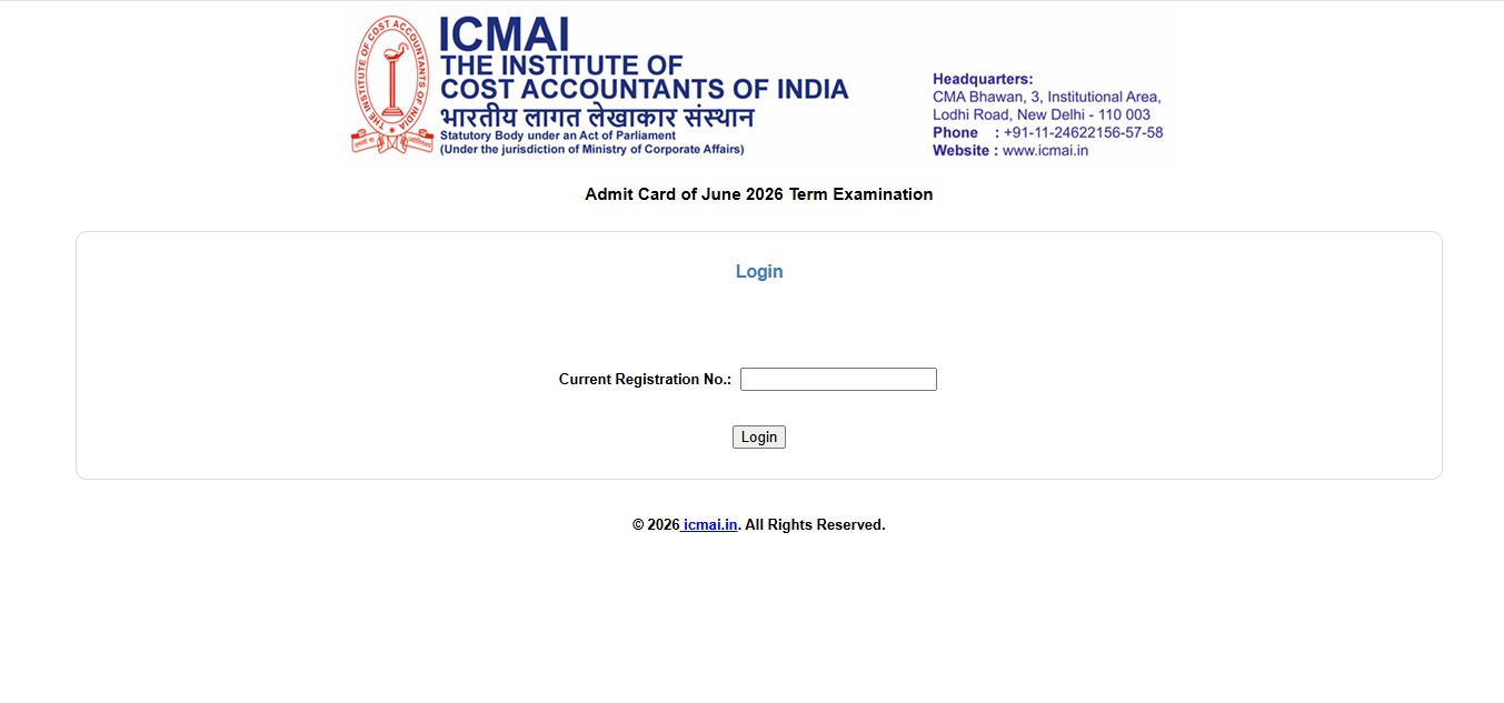 ICMAI CMA June 2026 Admit Card Released, Check Steps To Download